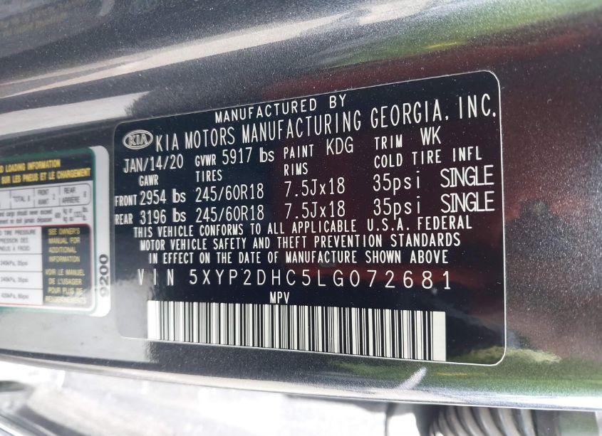 Photo 9 of 2020 Kia Telluride LX (VIN 5XYP2DHC5LG072681)