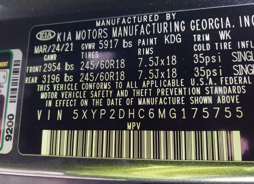 Photo 9 of 2021 Kia Telluride LX (VIN 5XYP2DHC6MG175755)