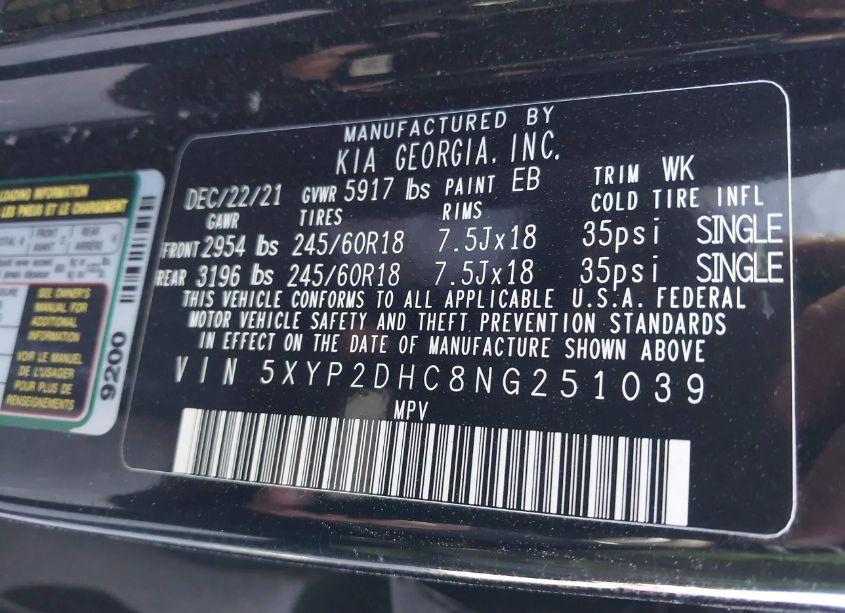Photo 9 of 2022 Kia Telluride LX (VIN 5XYP2DHC8NG251039)