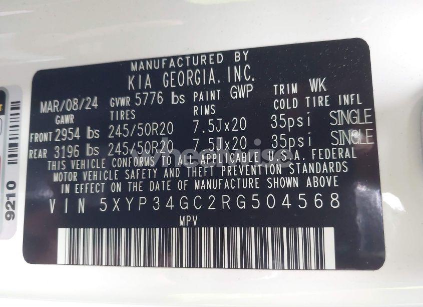 Photo 9 of 2024 Kia Telluride EX (VIN 5XYP34GC2RG504568)