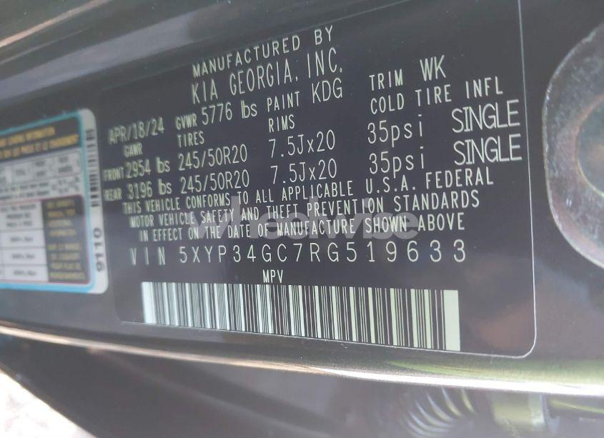 Photo 9 of 2024 Kia Telluride EX (VIN 5XYP34GC7RG519633)