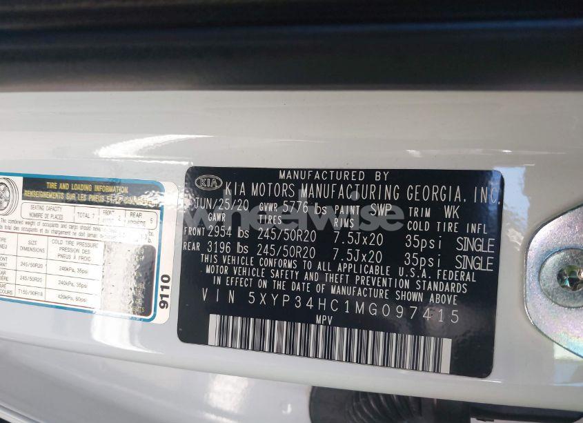 Photo 9 of 2021 Kia Telluride EX (VIN 5XYP34HC1MG097415)