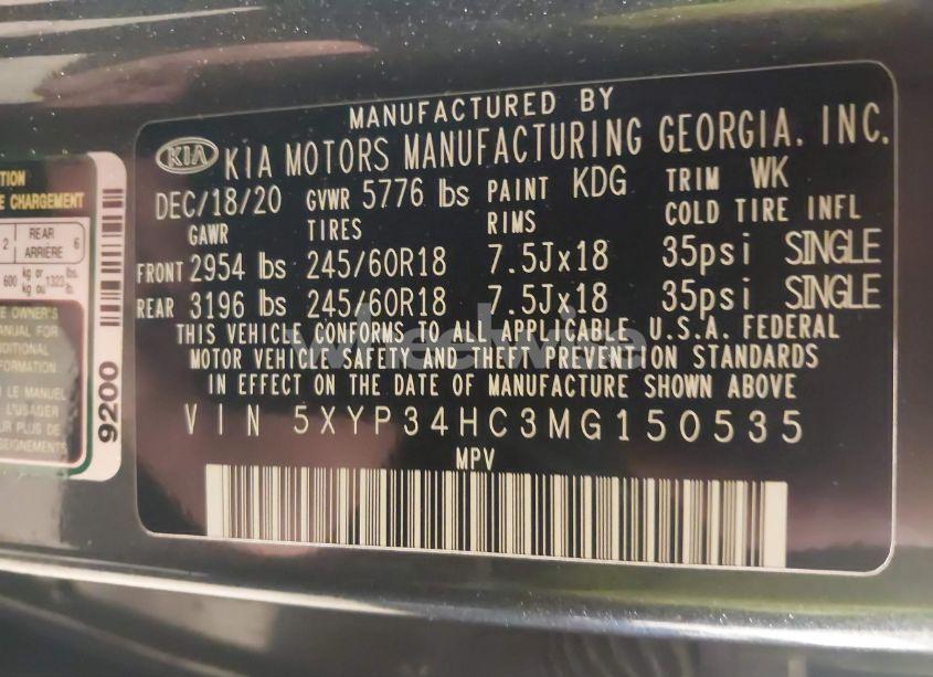 Photo 9 of 2021 Kia Telluride EX (VIN 5XYP34HC3MG150535)