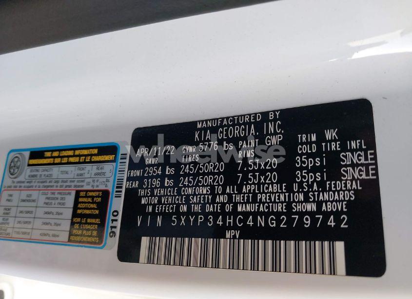 Photo 9 of 2022 Kia Telluride EX (VIN 5XYP34HC4NG279742)