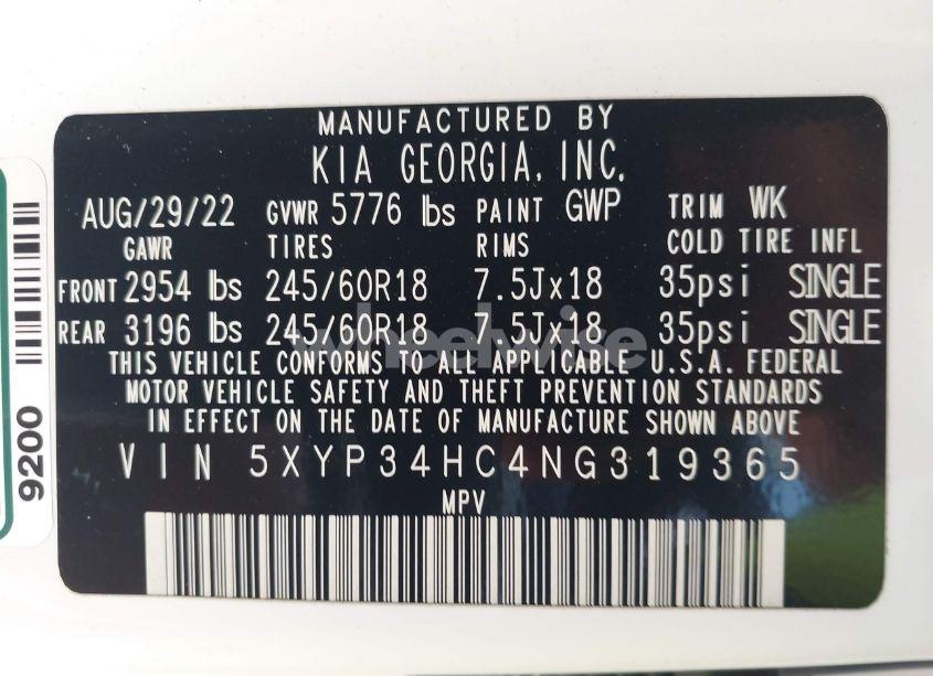 Photo 9 of 2022 Kia Telluride EX (VIN 5XYP34HC4NG319365)