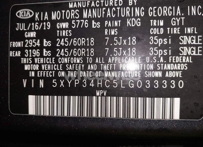 Photo 9 of 2020 Kia Telluride EX (VIN 5XYP34HC5LG033330)