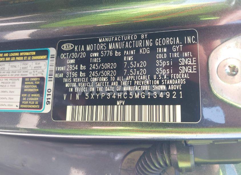 Photo 9 of 2021 Kia Telluride EX (VIN 5XYP34HC5MG134921)