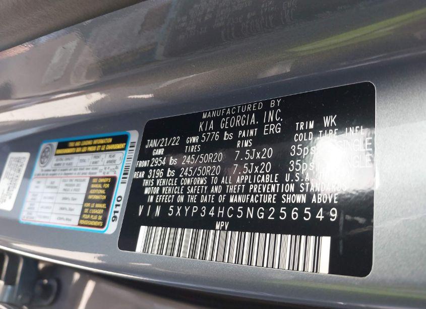 Photo 9 of 2022 Kia Telluride EX (VIN 5XYP34HC5NG256549)