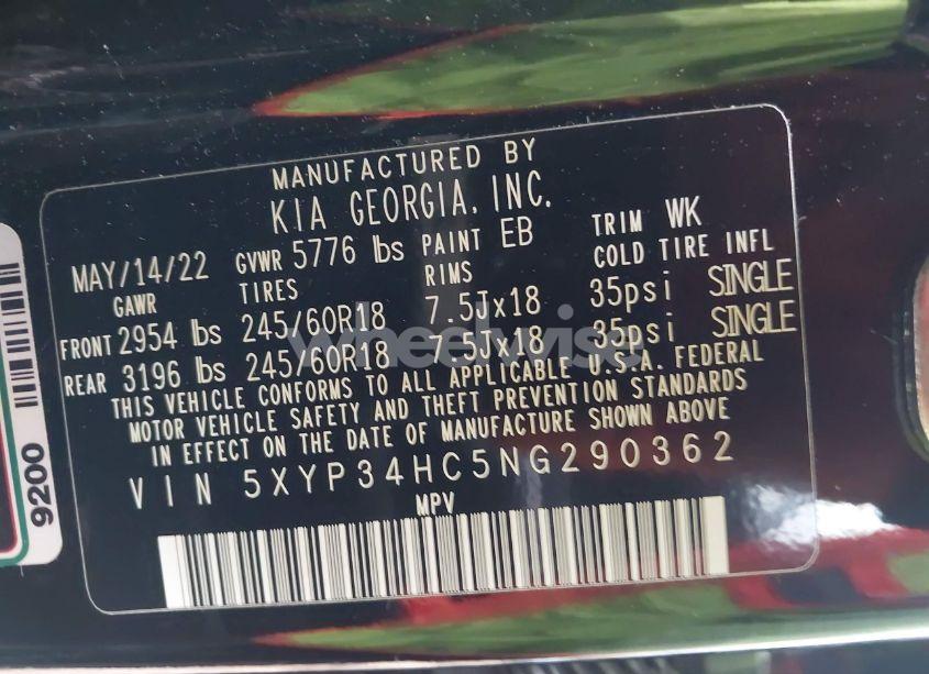 Photo 9 of 2022 Kia Telluride EX (VIN 5XYP34HC5NG290362)