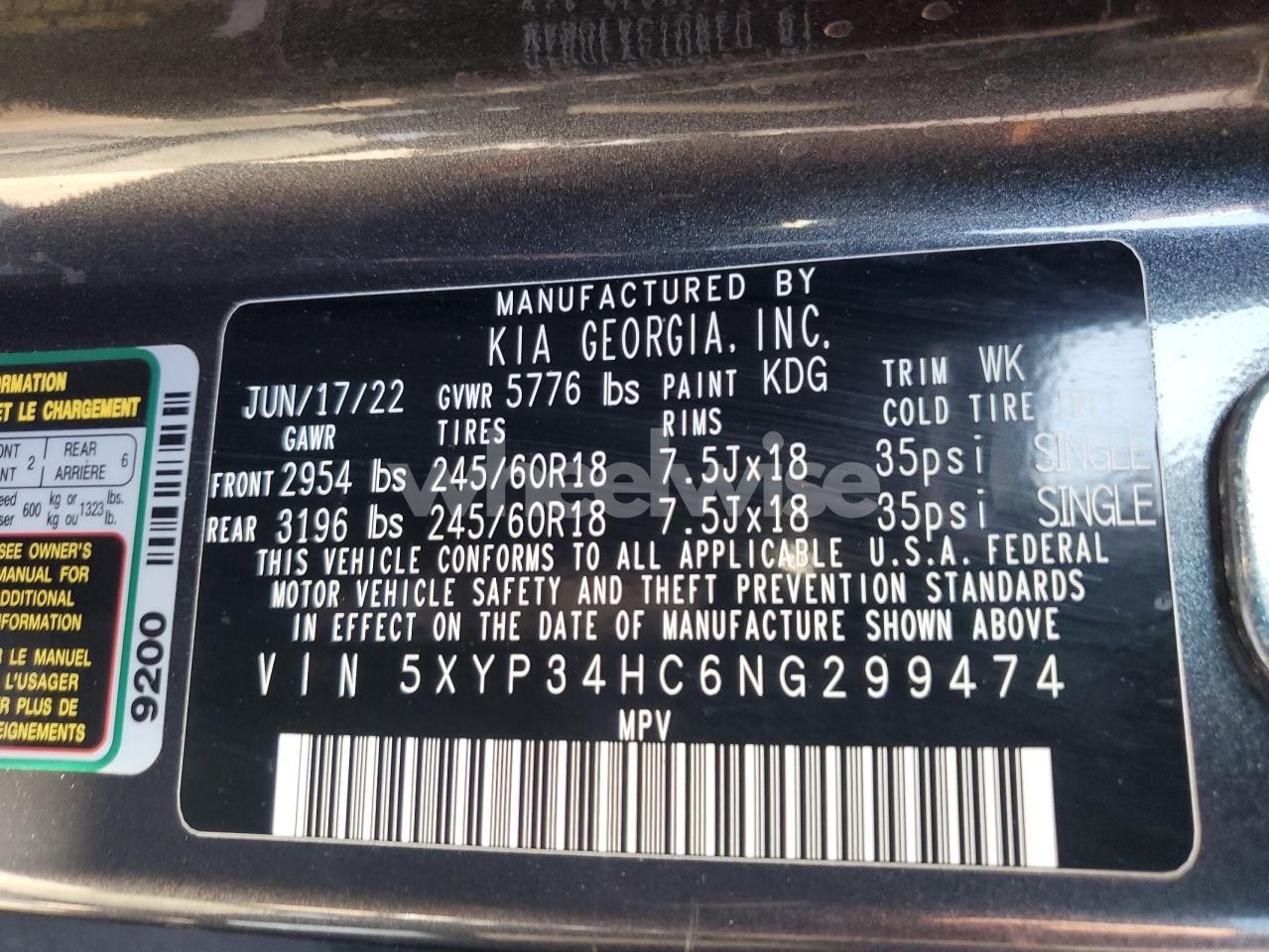 Photo 13 of 2022 KIA TELLURIDE EX (VIN 5XYP34HC6NG299474)