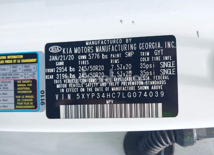 Photo 9 of 2020 Kia Telluride EX (VIN 5XYP34HC7LG074039)