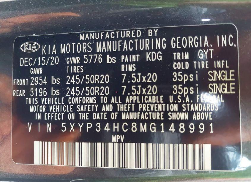 Photo 9 of 2021 Kia Telluride EX (VIN 5XYP34HC8MG148991)