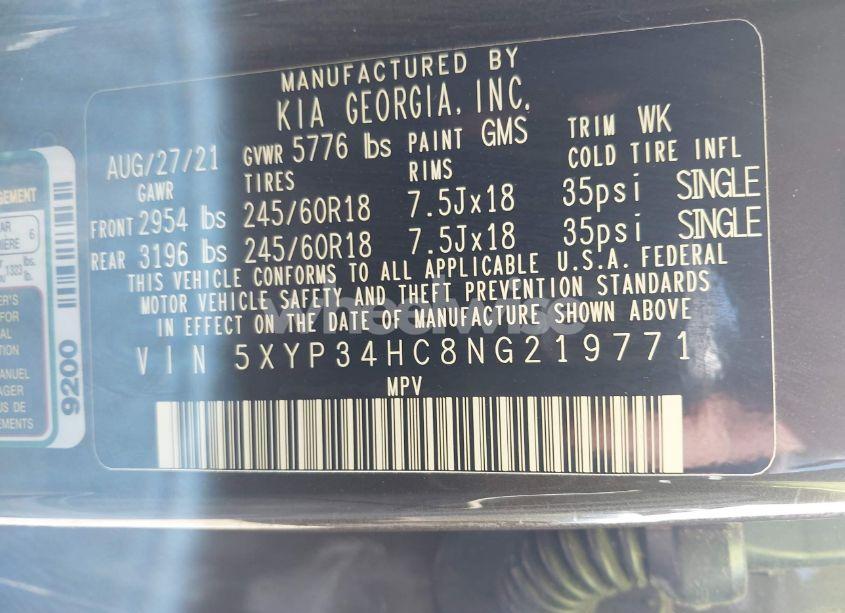 Photo 9 of 2022 Kia Telluride EX (VIN 5XYP34HC8NG219771)