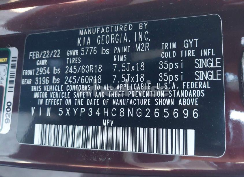 Photo 9 of 2022 Kia Telluride EX (VIN 5XYP34HC8NG265696)