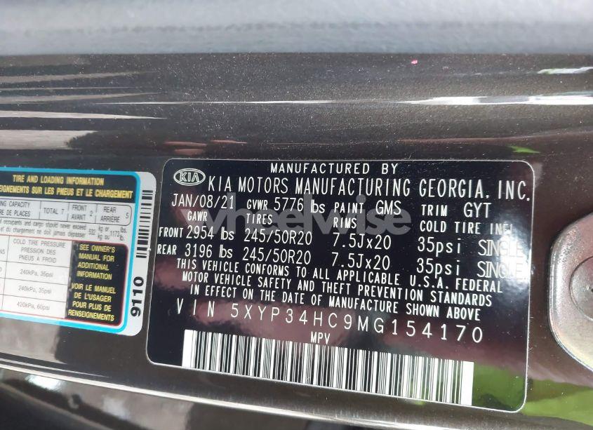 Photo 9 of 2021 Kia Telluride EX (VIN 5XYP34HC9MG154170)