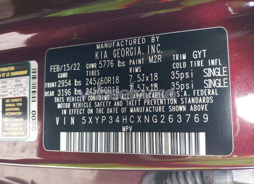 Photo 9 of 2022 Kia Telluride EX (VIN 5XYP34HCXNG263769)