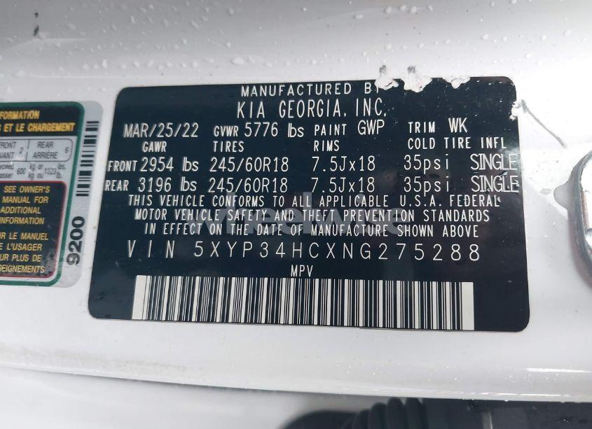 Photo 9 of 2022 Kia Telluride EX (VIN 5XYP34HCXNG275288)