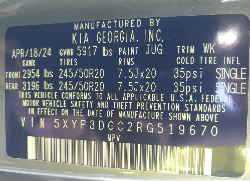 Photo 9 of 2024 Kia Telluride EX X-LINE (VIN 5XYP3DGC2RG519670)