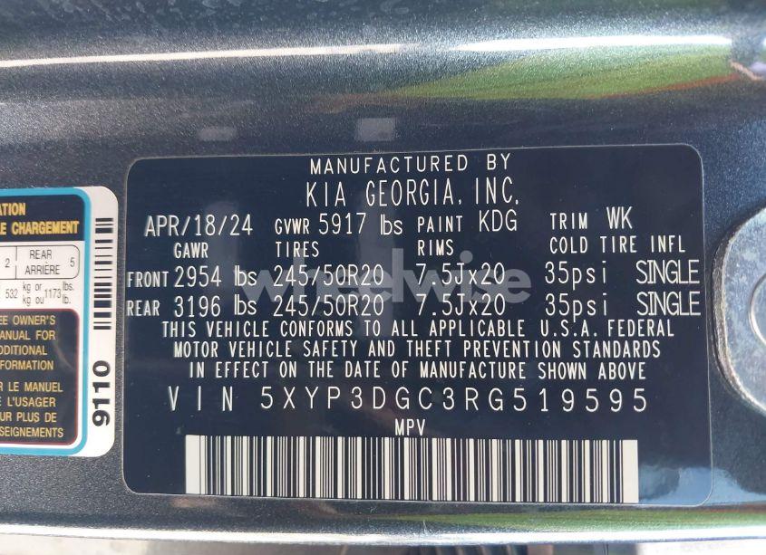 Photo 9 of 2024 Kia Telluride EX X-LINE (VIN 5XYP3DGC3RG519595)