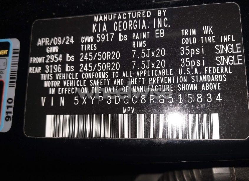 Photo 9 of 2024 Kia Telluride EX X-LINE (VIN 5XYP3DGC8RG515834)