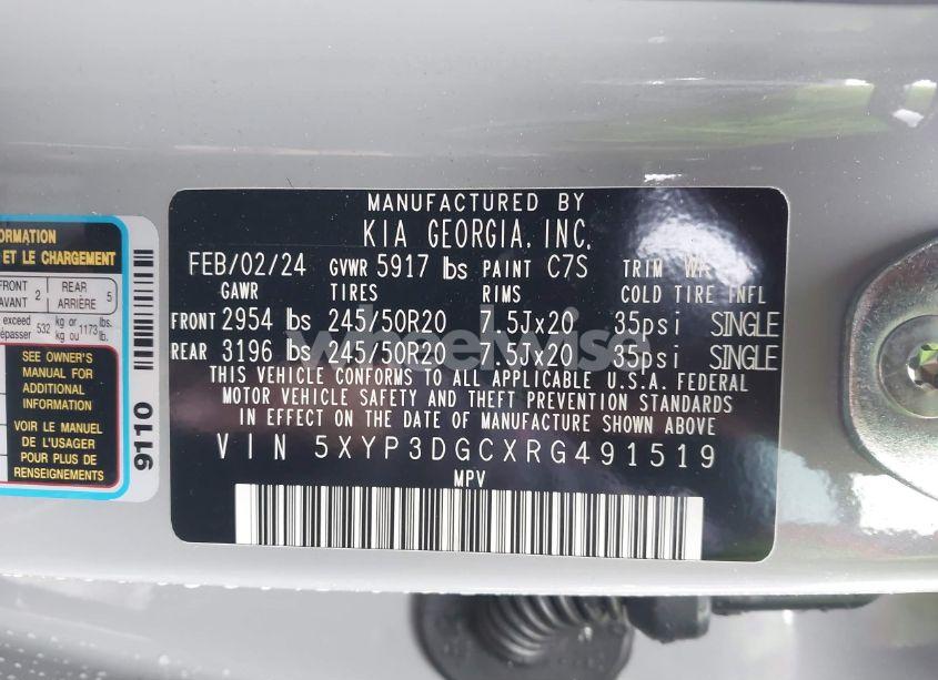 Photo 9 of 2024 Kia Telluride EX X-LINE (VIN 5XYP3DGCXRG491519)