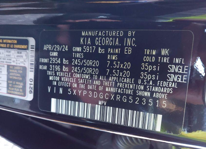 Photo 9 of 2024 Kia Telluride EX (VIN 5XYP3DGCXRG523515)