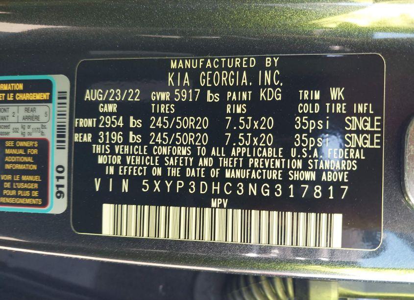 Photo 9 of 2022 Kia Telluride EX (VIN 5XYP3DHC3NG317817)