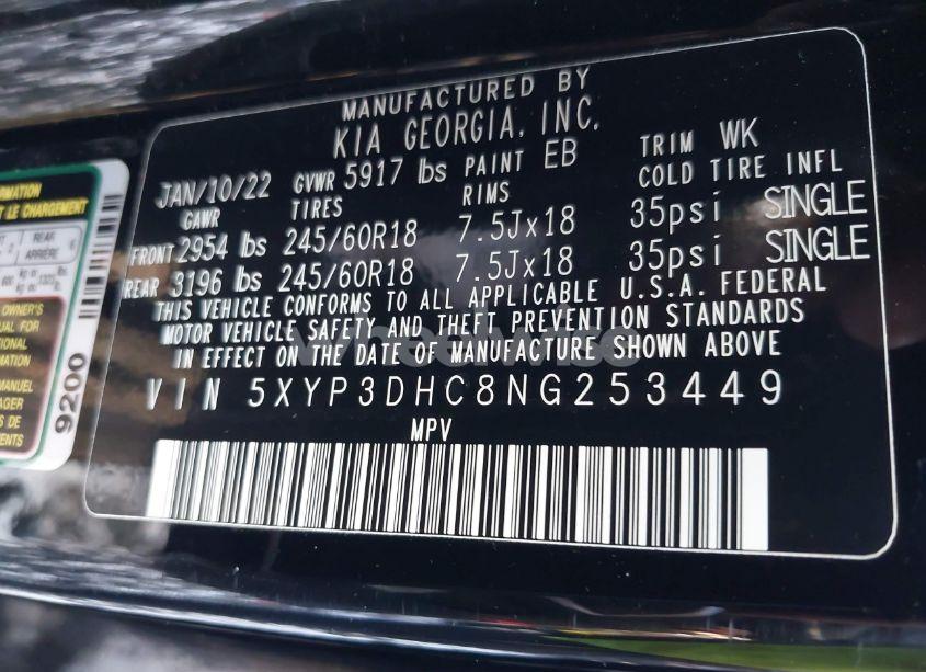 Photo 9 of 2022 Kia Telluride EX (VIN 5XYP3DHC8NG253449)