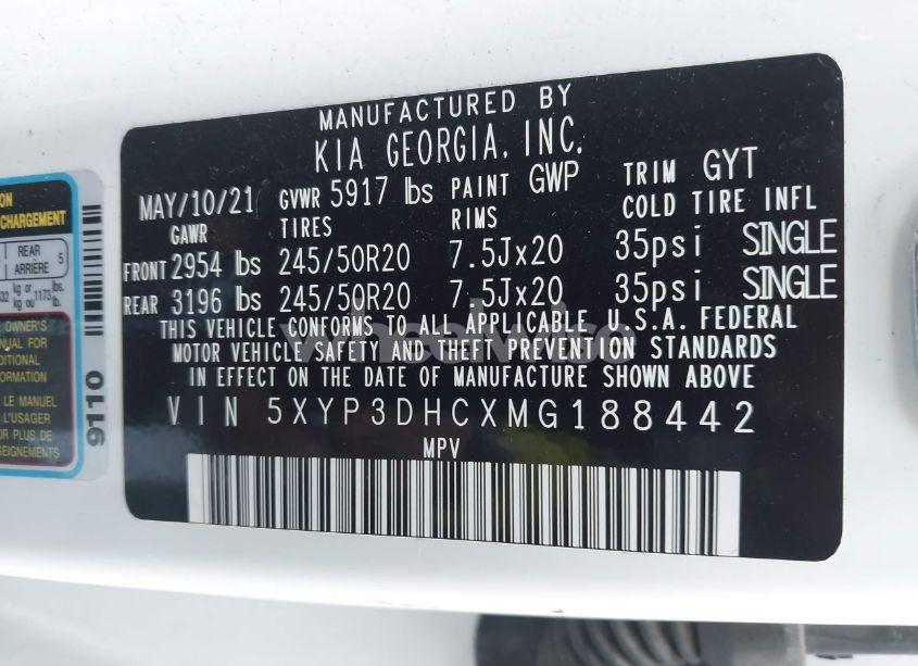 Photo 9 of 2021 Kia Telluride EX (VIN 5XYP3DHCXMG188442)