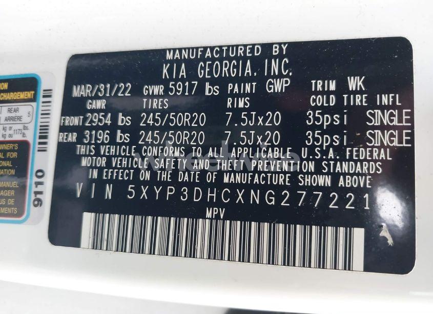 Photo 9 of 2022 Kia Telluride EX (VIN 5XYP3DHCXNG277221)