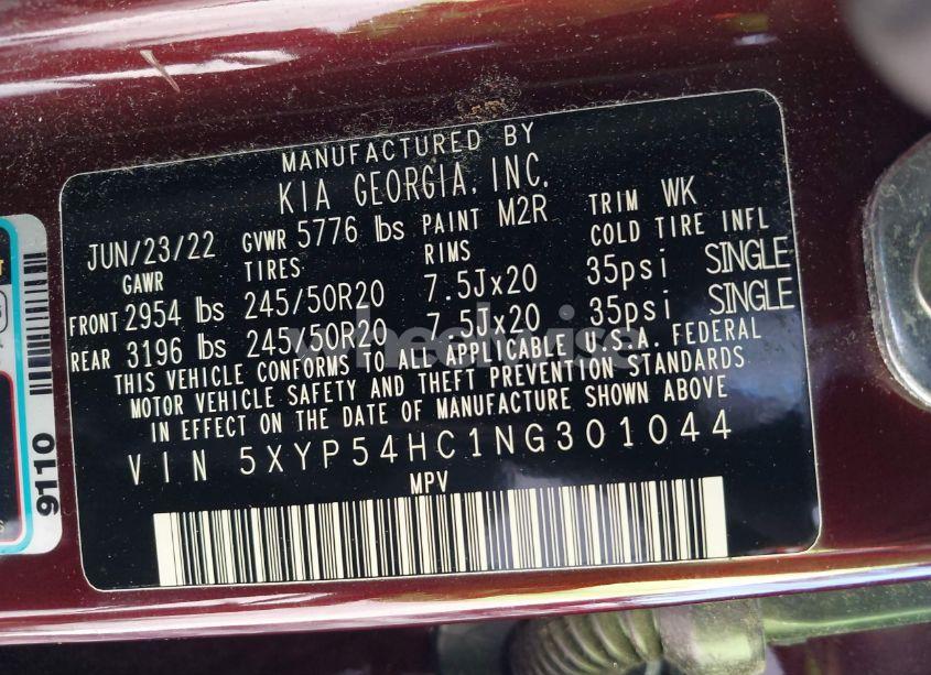 Photo 9 of 2022 Kia Telluride SX (VIN 5XYP54HC1NG301044)