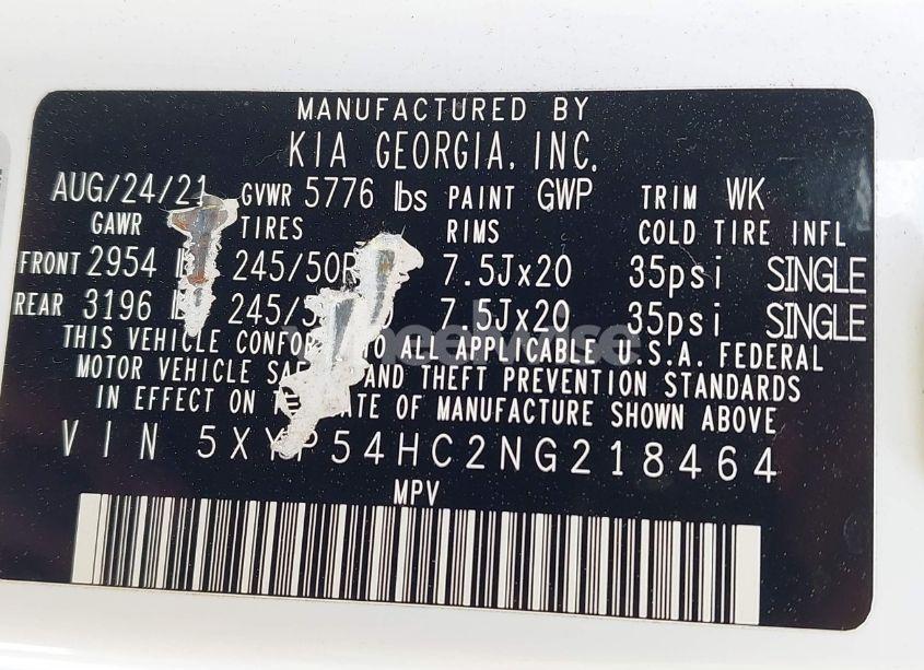 Photo 9 of 2022 Kia Telluride SX (VIN 5XYP54HC2NG218464)