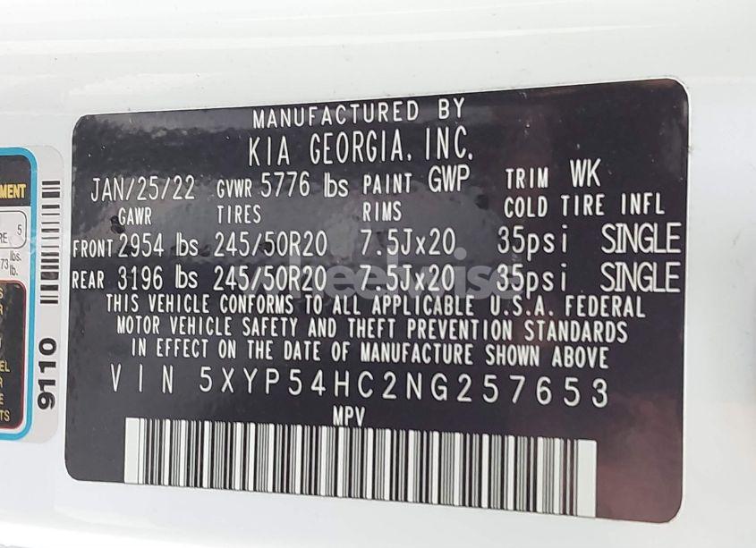 Photo 9 of 2022 Kia Telluride SX (VIN 5XYP54HC2NG257653)