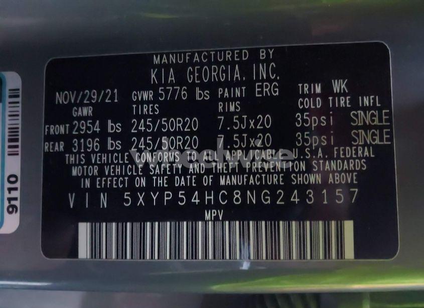 Photo 9 of 2022 Kia Telluride SX (VIN 5XYP54HC8NG243157)