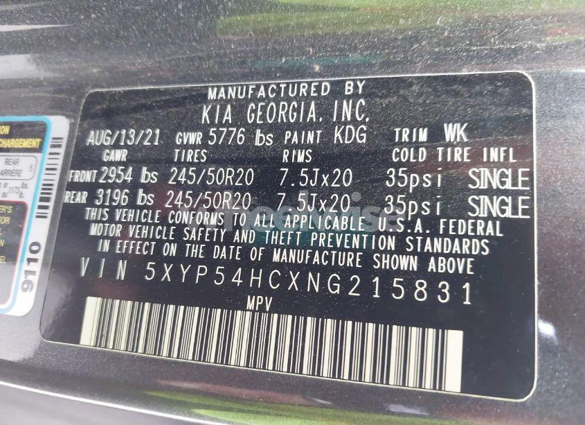 Photo 9 of 2022 Kia Telluride SX (VIN 5XYP54HCXNG215831)