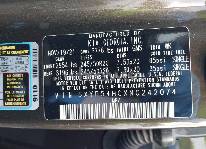 Photo 9 of 2022 Kia Telluride SX (VIN 5XYP54HCXNG242074)