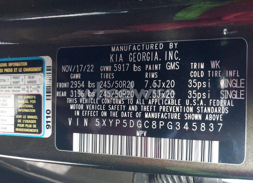 Photo 9 of 2023 Kia Telluride SX PRESTIGE (VIN 5XYP5DGC8PG345837)