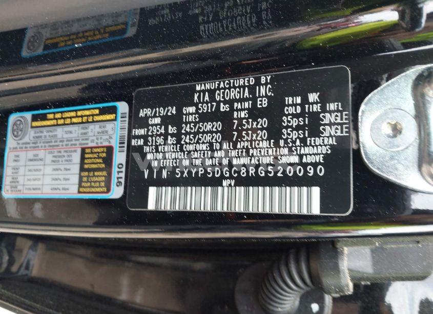 Photo 9 of 2024 Kia Telluride SX X-LINE (VIN 5XYP5DGC8RG520090)