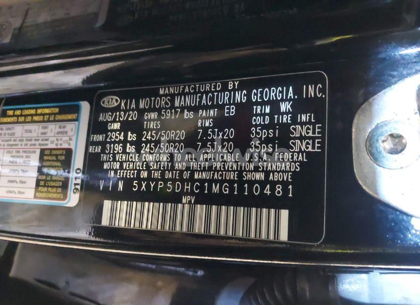 Photo 9 of 2021 Kia Telluride SX (VIN 5XYP5DHC1MG110481)