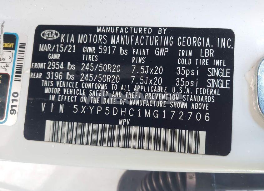 Photo 9 of 2021 Kia Telluride SX (VIN 5XYP5DHC1MG172706)