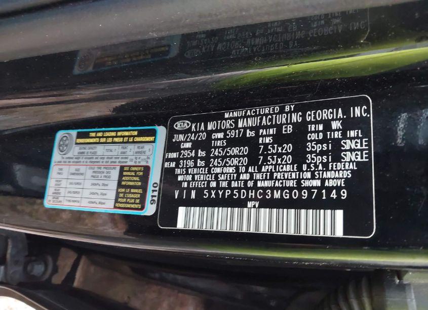 Photo 9 of 2021 Kia Telluride SX (VIN 5XYP5DHC3MG097149)