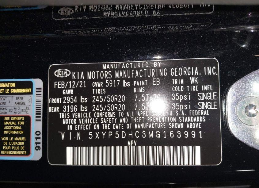 Photo 9 of 2021 Kia Telluride SX (VIN 5XYP5DHC3MG163991)