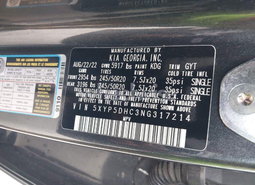 Photo 9 of 2022 Kia Telluride SX (VIN 5XYP5DHC3NG317214)