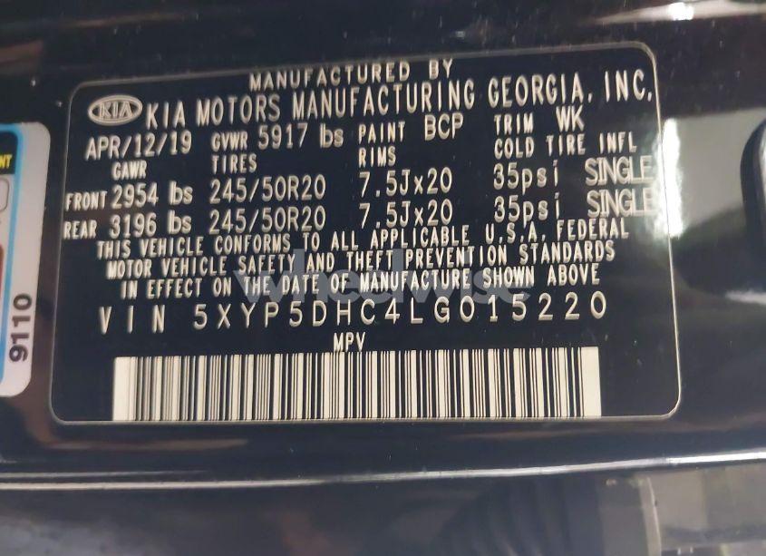 Photo 9 of 2020 Kia Telluride SX (VIN 5XYP5DHC4LG015220)