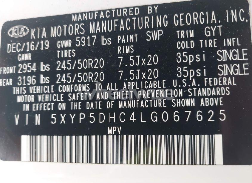 Photo 9 of 2020 Kia Telluride SX (VIN 5XYP5DHC4LG067625)