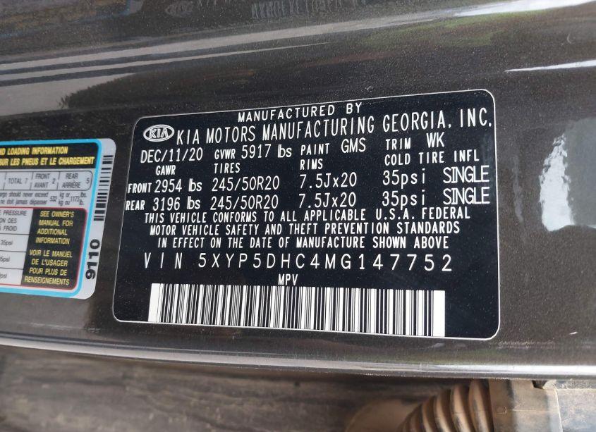 Photo 9 of 2021 Kia Telluride SX (VIN 5XYP5DHC4MG147752)