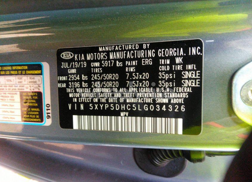 Photo 9 of 2020 Kia Telluride SX (VIN 5XYP5DHC5LG034326)