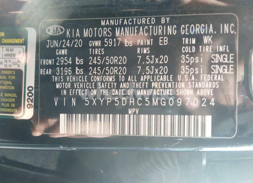 Photo 9 of 2021 Kia Telluride SX (VIN 5XYP5DHC5MG097024)