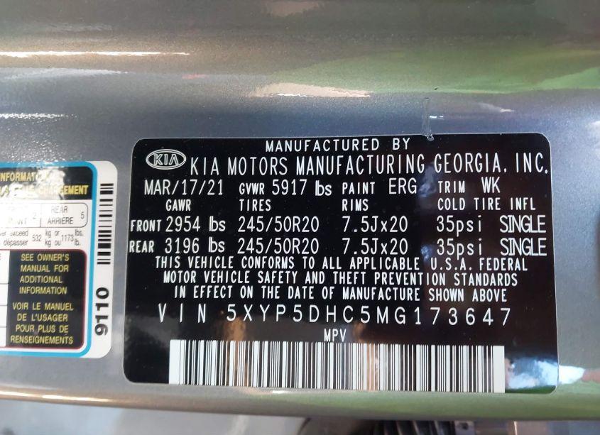 Photo 9 of 2021 Kia Telluride SX (VIN 5XYP5DHC5MG173647)