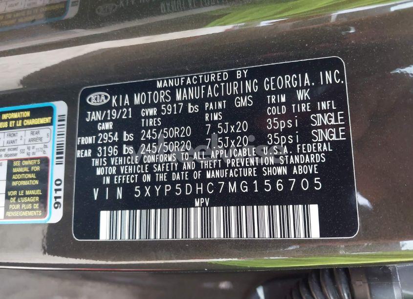 Photo 9 of 2021 Kia Telluride SX (VIN 5XYP5DHC7MG156705)